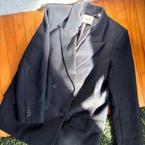 NWOT Aritzia Wilfred Free New Destiny Double-Breasted Wool Blazer Black Size 8